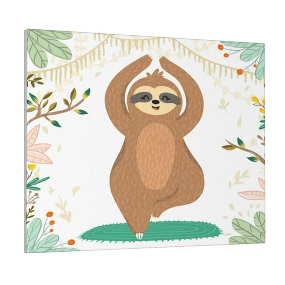 Xecao Cute Sloth In Yoga Pose Tree for Waterproof Framed Canvas Art - Modern Home Decor with Real Wood Frame for Gifting and Interior Design,Horizontal