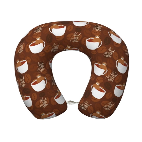 Xecao Cute Sloths Bear Relaxing In Coffee Cup Print Memory Foam Cervical Neck Pillow Versatile U-Shaped Pillows for Home,Office,Camping,Travelling,Soft Washable Cover