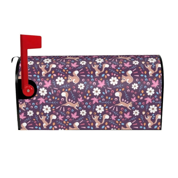 Xecao Cute Squirrel Floral for Mailbox Cover with Magnetic Strips, Waterproof and Sunscreen, Adds a Decorative Touch to Your Garden Yard.