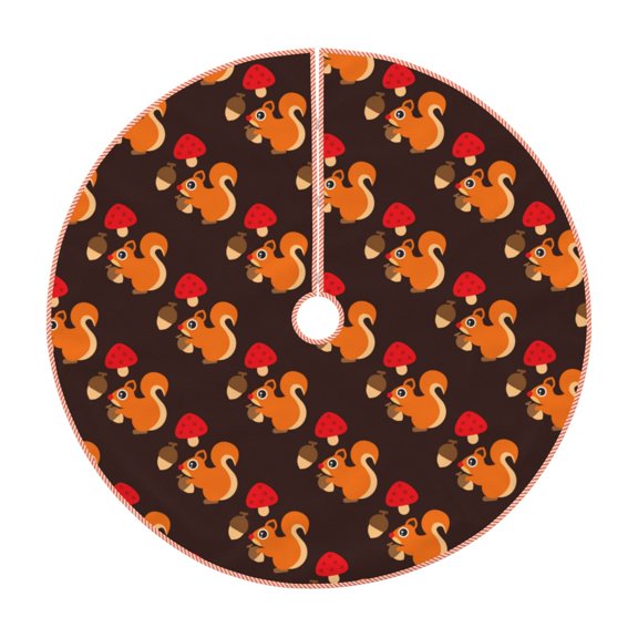 Xecao Cute Squirrel Pattern Christmas Tree Skirt Holiday Part Decorations for Christmas Tree, Farmhouse Christmas Decor Xmas Holiday Home Party Decorations-30"