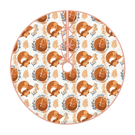 Xecao Cute Squirrel Pattern Christmas Tree Skirt Holiday Part Decorations for Christmas Tree, Farmhouse Christmas Decor Xmas Holiday Home Party Decorations-30"