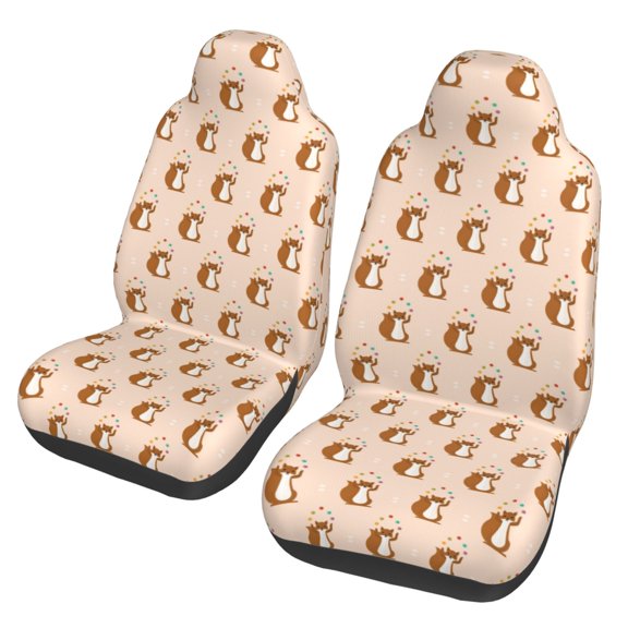 Xecao Cute Squirrel Print Car Seat Cover in That Fits Most Cars, Vans, SUVs, and Trucks.