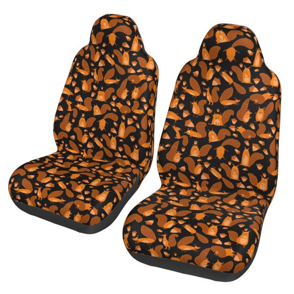 Xecao Cute Squirrel Print Car Seat Cover in That Fits Most Cars, Vans, SUVs, and Trucks.