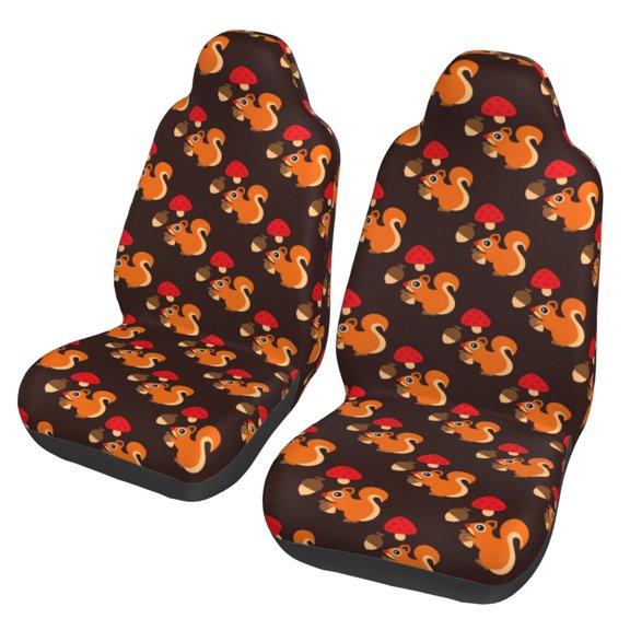 Xecao Cute Squirrel Print Car Seat Cover in That Fits Most Cars, Vans, SUVs, and Trucks.
