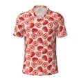 thumbnail image 1 of Xecao Cute Strawberry for Mens' Casual Short Sleeve Button-Down Polo Shirts for a Classic Golf Look, 1 of 9