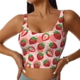 thumbnail image 1 of Xecao Cute Strawberry for Sports Bra with Removable Pads, Crop Tank Top Design, Women's Longline Sports Bra - Non-Wired - Small, 1 of 9