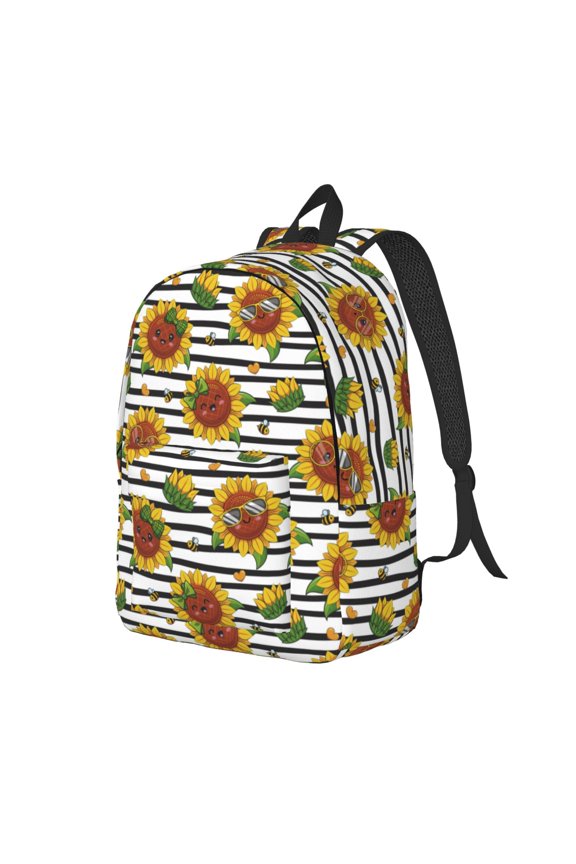 Cute Sunflowers Canvas College Laptop Backpack, a durable rucksack designed for both men and women, ideal for travel, school, and daily use-Small
