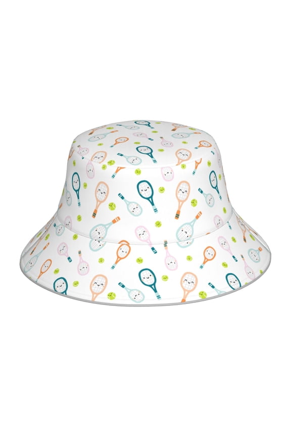 Cute Tennis Rackets Print Men and Women Night Reflective Hat Runner Cap Visor Bucket Hat Boonie Cap