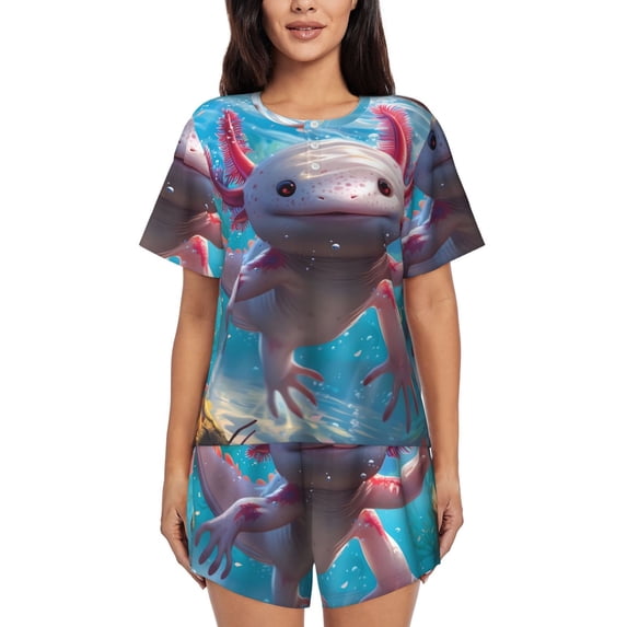 Xecao Cute Underwater Axolotl print Swimsuit for women, Summer-ready, sporty style.Quick-dry fabric. Many sizes & colors.