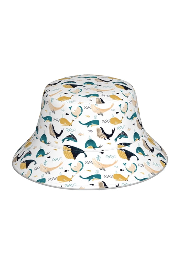 Cute Whale Print Men and Women Night Reflective Hat Runner Cap Visor Bucket Hat Boonie Cap