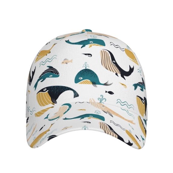 Xecao Cute Whale for Baseball Cap: Unisex, crafted from classic polyester twill fabric, featuring a soft unconstructed design