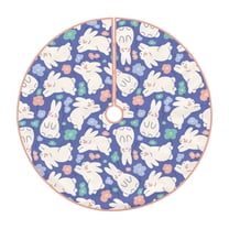 Xecao Cute White Rabbit Pattern Christmas Tree Skirt Holiday Part Decorations for Christmas Tree, Farmhouse Christmas Decor Xmas Holiday Home Party Decorations-30"