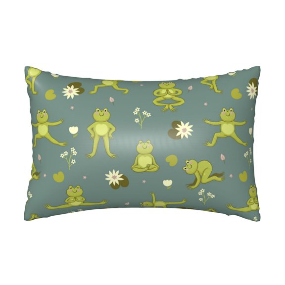 Xecao Cute Yoga Frogs Pattern Satin Pillowcases for Hair and Skin, Luxurious and Silky Pillow Cases with Envelope Closure, 20x30 Inches