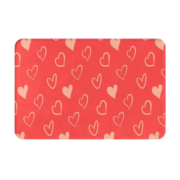 Xecao Cute love heart Pattern Bald Eagle Print Flannel Mat: Non-Slip, 16x24in, Ideal for Kitchen, Bedroom, Bath & Living Room
