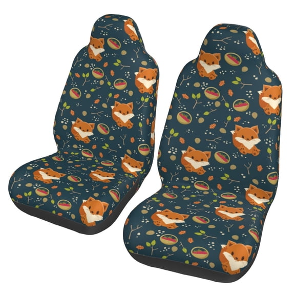 Xecao Cute plant fox Print Car Seat Cover in That Fits Most Cars, Vans, SUVs, and Trucks.