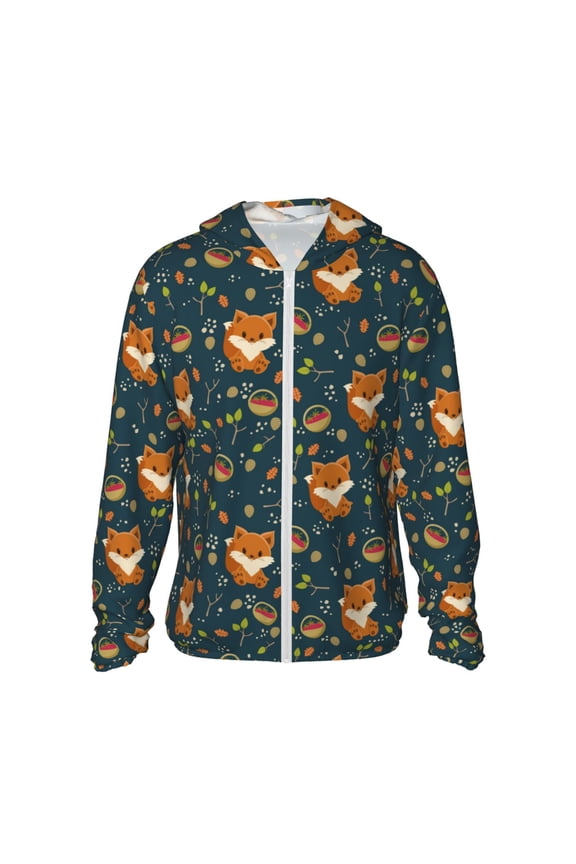 Cute plant fox for Sun Shirt-A lightweight, Hoodie-Style Long-Sleeve UV Protection Garment Designed for Other Outdoor Activities. -Small