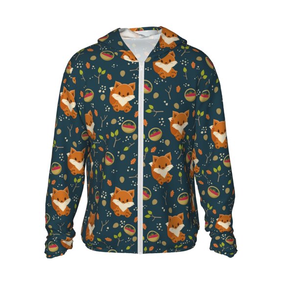 Xecao Cute plant fox for Sun Shirt-A lightweight, Hoodie-Style Long-Sleeve UV Protection Garment Designed for Other Outdoor Activities. -Small