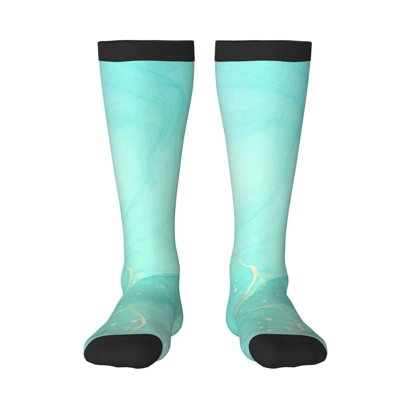 Xecao Cyan Mint Marble Print Compression Socks for Both Men And Women ...