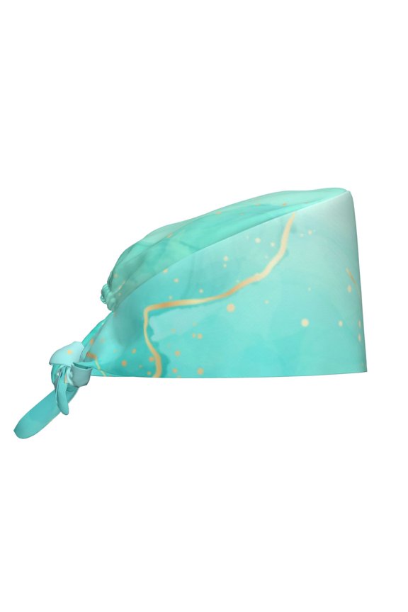Cyan Mint Marble Print Men Women Adjustable Working Cap with Button Unisex Hats Sweatband