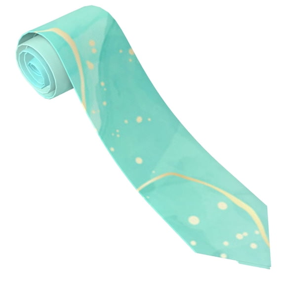 Xecao Cyan Mint Marble Print Tie For Men Necktie Woven Jacquard Neck Ties,Classic Men's Tie