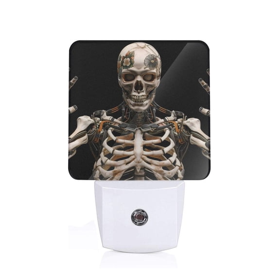 Xecao Cyber Skeleton With Tattoos for Night Light - a Wall-mounted LED Fixture with A Dusk-to-dawn Sensor, Ideal for Bedrooms, Bathrooms, Hallways, and Kitchens-US