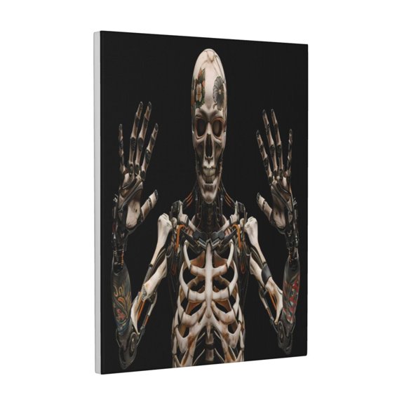 Xecao Cyber Skeleton With Tattoos for Ready-to-Hang Canvas Art 12x16 Inches - Waterproof HD Print Solid Wood Frame for Gifting,Vertical