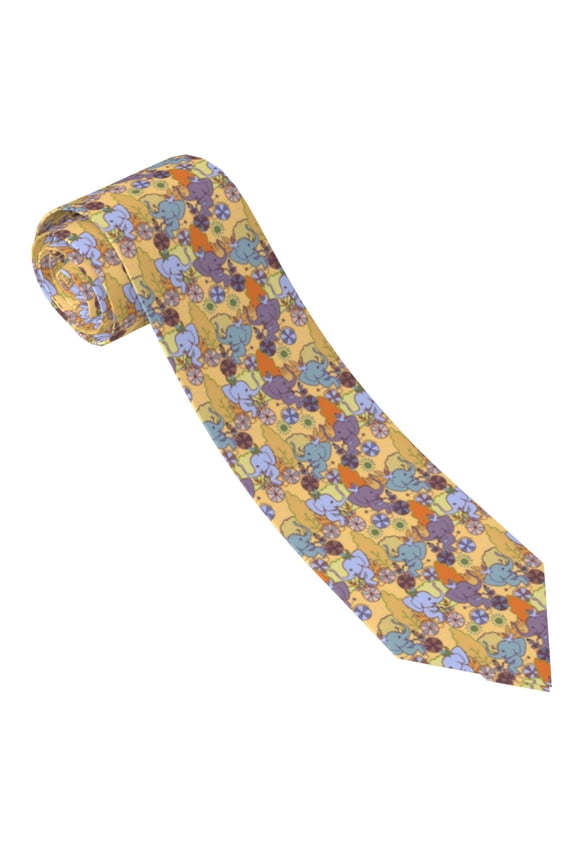 Cycling Elephant On Bicycle In Park Print Tie For Men Necktie Woven Jacquard Neck Ties,Classic Men's Tie