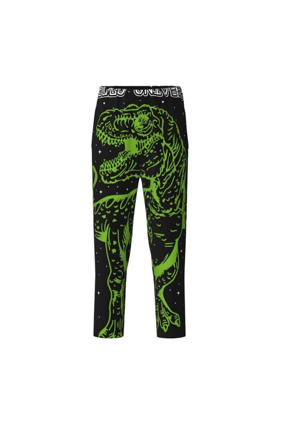 DINOSAUR IN SPACE Print Teenagers' Pajama Pants Long Sleep Pants Soft Elastic Waist Pajama Bottoms Elastic waist with 2 Pockets 5-16 Years-Medium