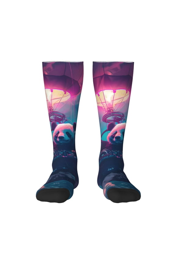 DJ Panda Hot Air Balloon Print Compression Socks for Both Men And Women for Running, Travel, Flight, Nurse