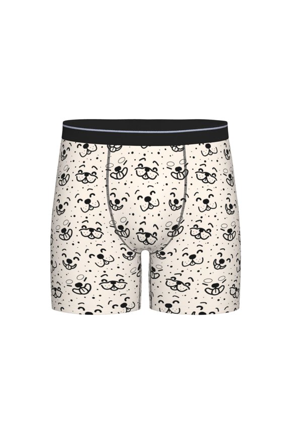 DOGS FACE Print Boxer Briefs for Men's Stretch Moisture-Wicking Underwear, Mid-Rise Classics breathable fabric