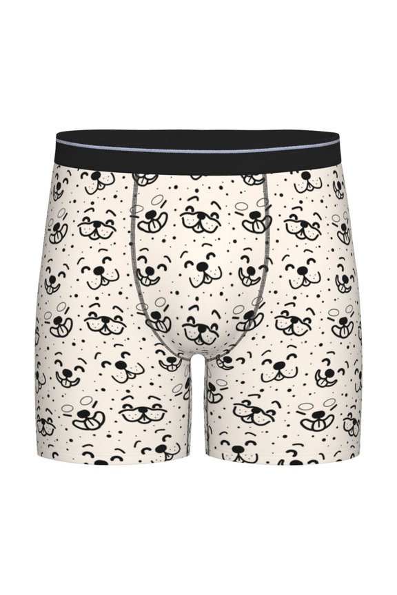 DOGS FACE Print Boxer Briefs for Men's Stretch Moisture-Wicking Underwear, Mid-Rise Classics breathable fabric