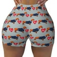 thumbnail image 1 of Xecao Dachshund Dog Heart Print Workout Shorts for Women Soft Smooth Gym Yoga Scrunch Active Tennis Workout Running Shorts, 1 of 9