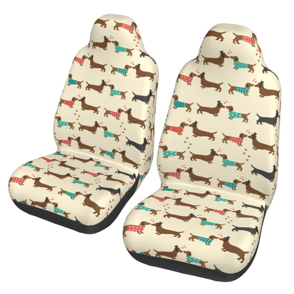 Xecao Dachshund Dog Print Car Seat Cover in That Fits Most Cars, Vans, SUVs, and Trucks.