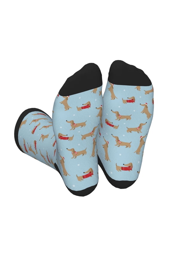 Dachshund Dog Print Crew Socks for Men and Women, Men's Soft Moisture-wicking Sock