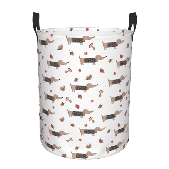 Xecao Dachshund Dog Print Laundry Hamper Basket,designed for Blanket Storage and Nursery Clothes in the Bedroom