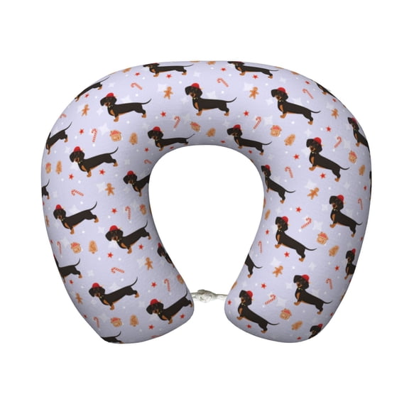 Xecao Dachshund Dog Print Memory Foam Cervical Neck Pillow Versatile U-Shaped Pillows for Home,Office,Camping,Travelling,Soft Washable Cover