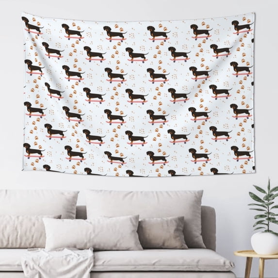 Xecao Dachshund On A Skateboard Print Tapestry, Wall Hanging Room Funny Decor, Backdrop Room Decor for Bedroom Living Room dormitory