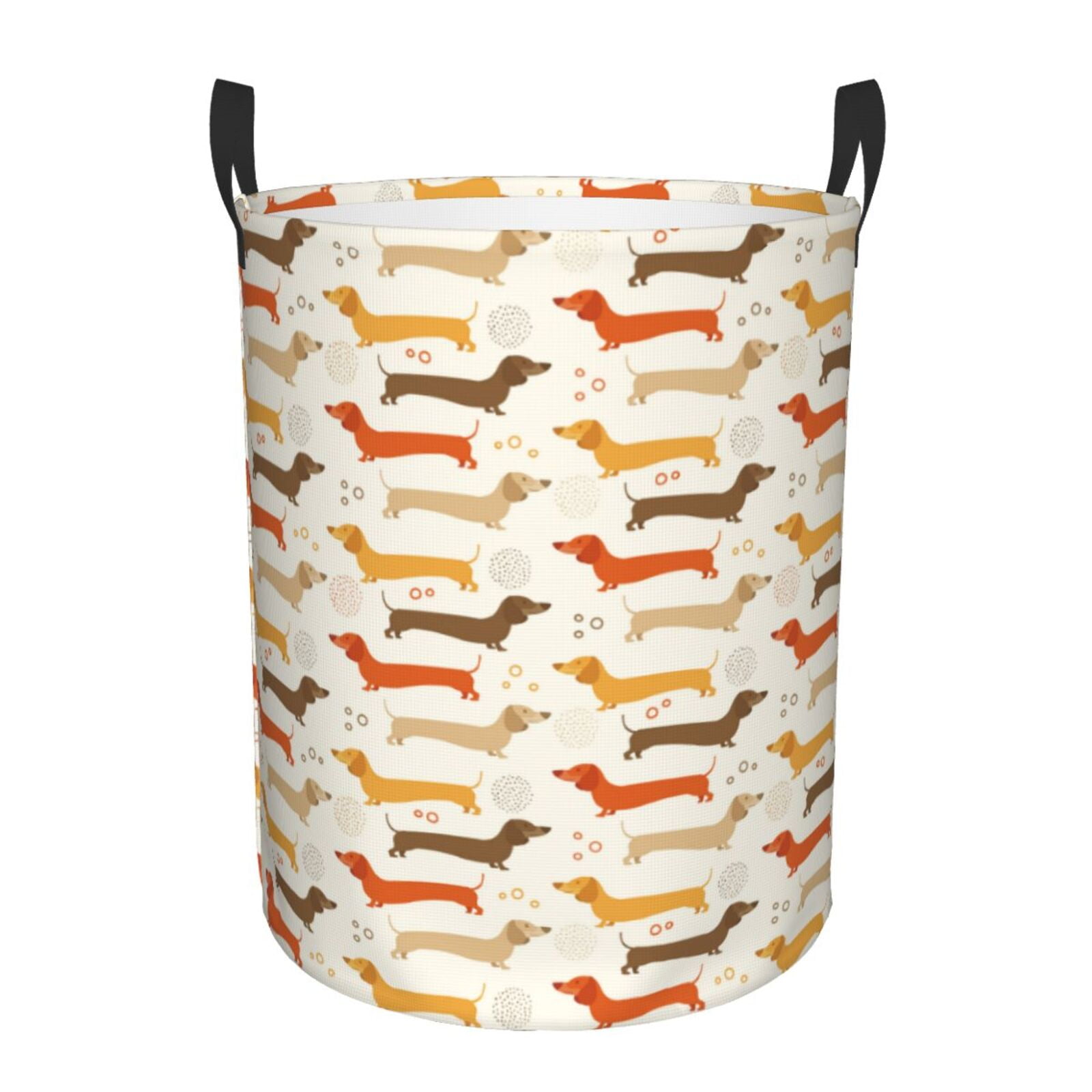 Dachshund Pawprint Garden Quilted Laundry Basket NCU0LDH242