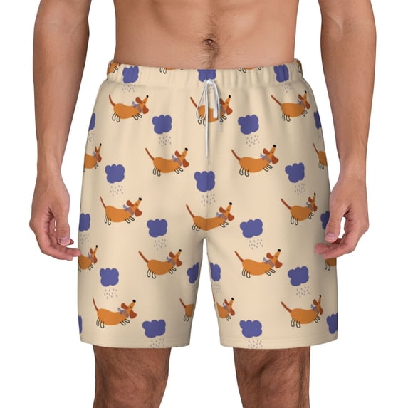 Xecao Dachshund for Men's Swimming Trunks Swim Trunks Quick Dry Swim Shorts with Mesh Lining Funny Swimwear Bathing Suits