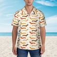 thumbnail image 1 of Xecao Dachshund print Hawaiian shirt - a stylish short-sleeve button-down for men, perfect for casual beach and tropical outings., 1 of 9