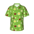 thumbnail image 1 of Xecao Daisies And Ladybugs Print Hawaiian shirt - A Stylish Short-Sleeve Button-Down for Men, Perfect for Casual Beach and Tropical Outings.,Medium, 1 of 7