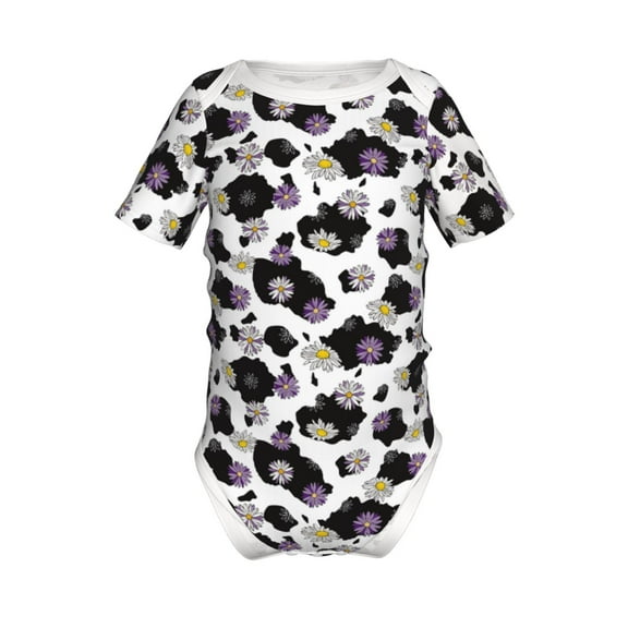 Xecao Daisies Flowers Pattern Baby Climbing Bodysuit Short Sleeve Onesie Unisex 0-12 Months Baby Shirt Newborn Outfits Crotch snap design-9M