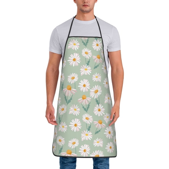 Xecao Daisies Flowers Print Funny BBQ Chef Aprons for Men Women,Adjustable Kitchen Cooking Aprons with Pocket Waterproof Oil Proof No Pilling Fading