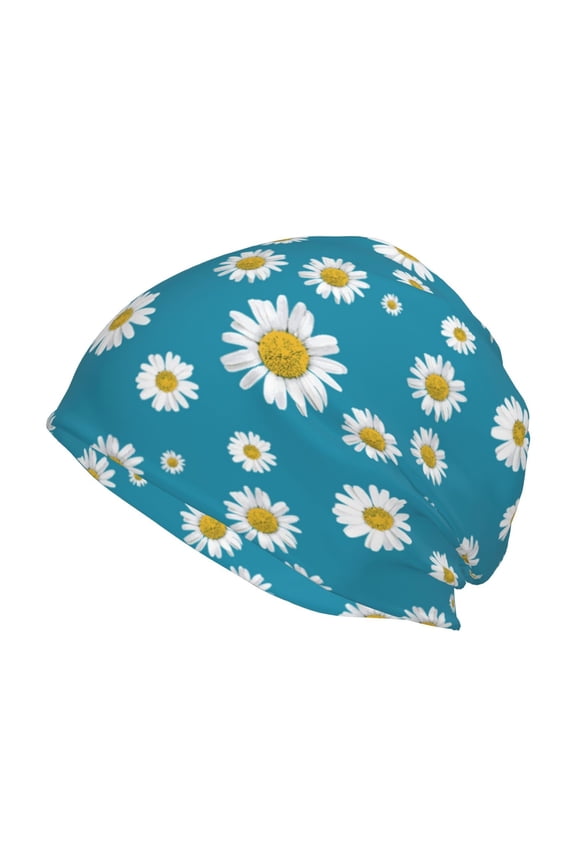 Daisies Flowers Print Knit Hat,Winter Beanie for Men Women, Beanie Soft Warm Ski Stocking Cuffed Cap