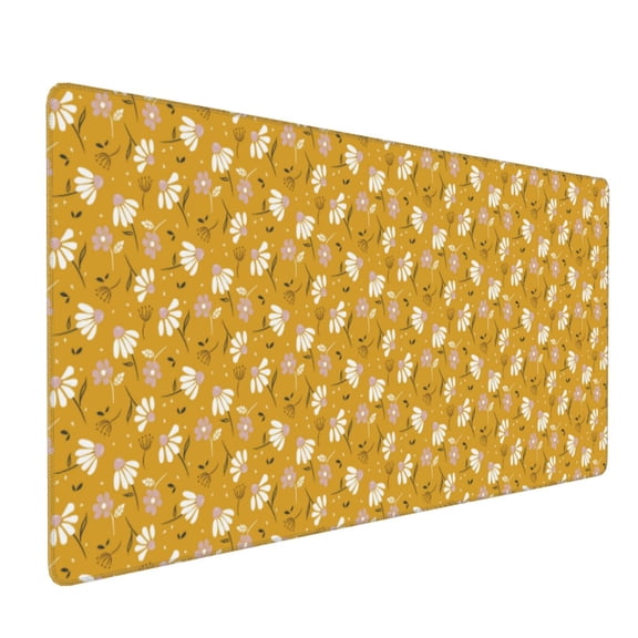 Xecao Daisies Flowers Print Large Mouse Pad, 16x35.5in Mousepad, Professional Non-Slip Rubber Base Big Mouse Pad, Mouse Pad for Gaming & Office Full Desk Mouse Pad