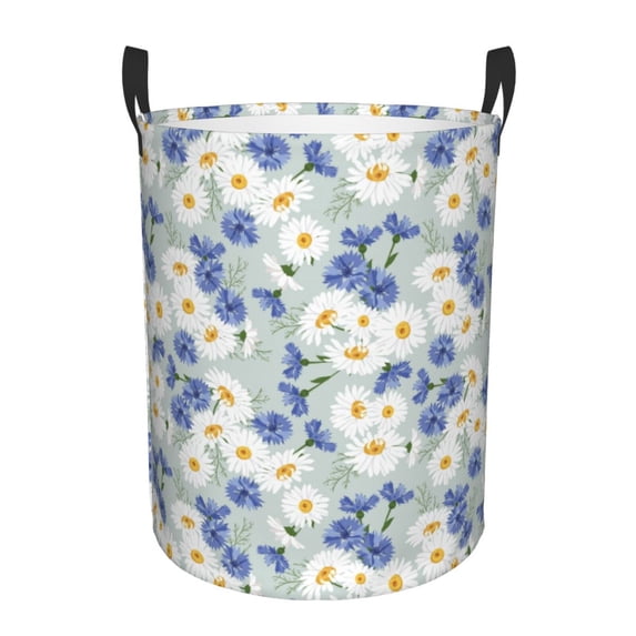 Xecao Daisies Flowers Print Laundry Hamper Basket,designed for Blanket Storage and Nursery Clothes in the Bedroom