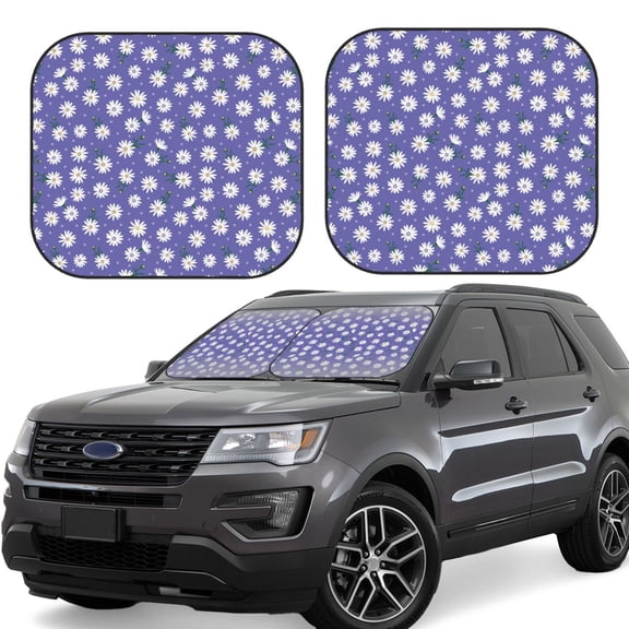 Xecao Daisies Flowers for Foldable Car Sun Shades (2-Pack) offer sun protection with an easy-fold design for convenient windshield shading.