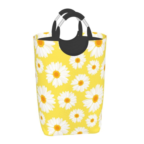 Xecao Daisies Flowers for Laundry Basket,Collapsible Large Laundry Hamper,Wash Bag for Laundry Room, Rolling Laundry Basket with Handles