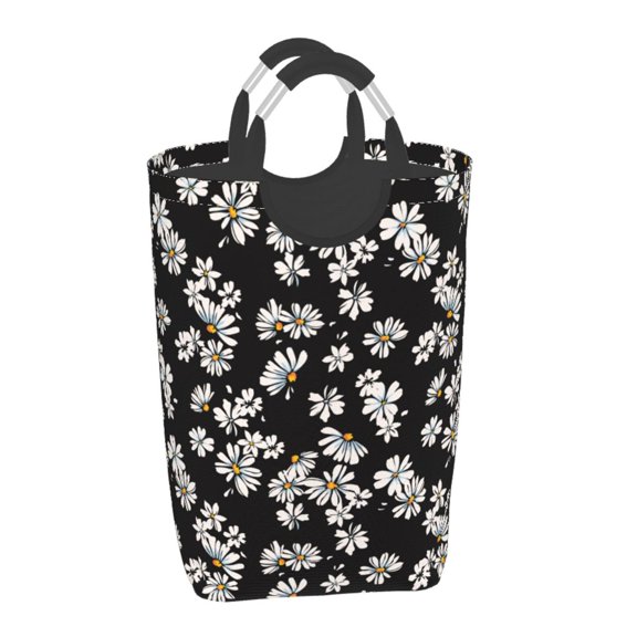 Xecao Daisies Flowers for Laundry Basket,Collapsible Large Laundry Hamper,Wash Bag for Laundry Room, Rolling Laundry Basket with Handles