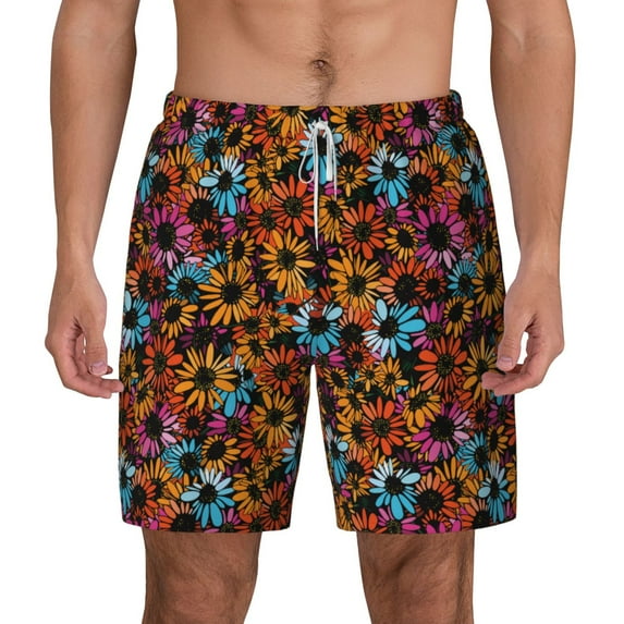 Xecao Daisies Flowers for Men's Swimming Trunks Swim Trunks Quick Dry Swim Shorts with Mesh Lining Funny Swimwear Bathing Suits